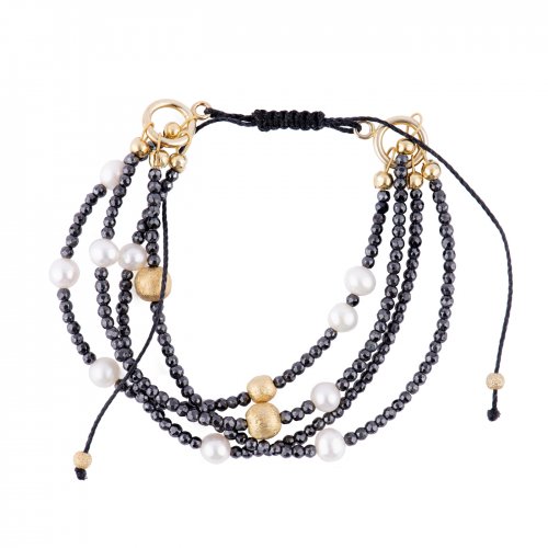 Yellow gold plated sterling silver bracelet with spinel beads.