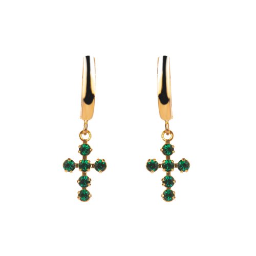 Yellow gold plated sterling silver earrings with crosses.