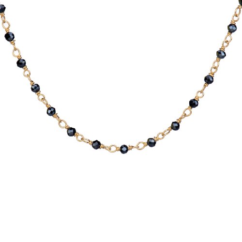 Yellow gold plated sterling silver necklace with spinel beads.