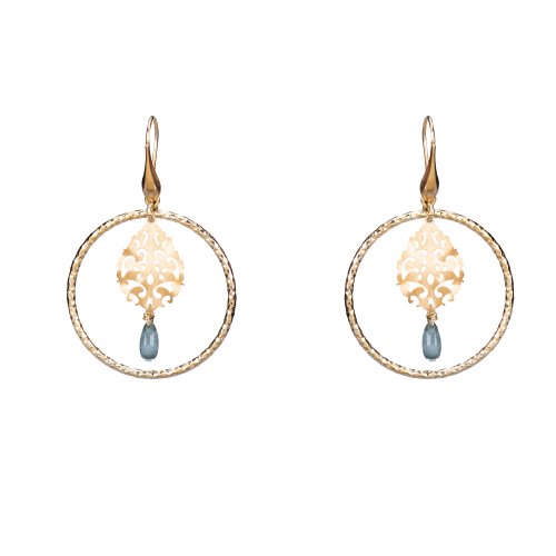 Yellow gold plated sterling silver earrings with topaz drop.