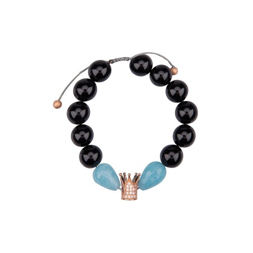 Onyx bracelet with rose gold metalic crown.
