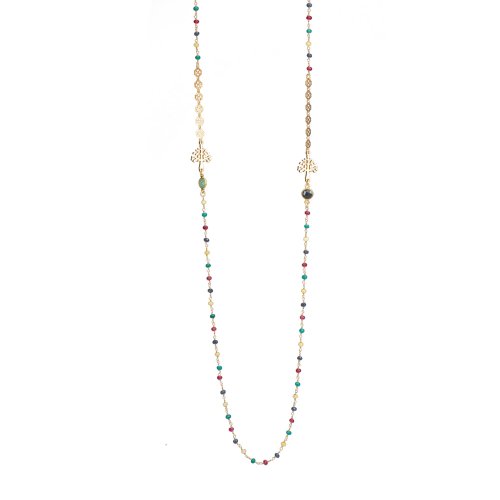 Yellow gold plated sterling silver long rosary necklace.