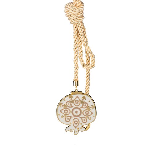 2023 lucky charm, yellow gold plated alloy pomegranate.