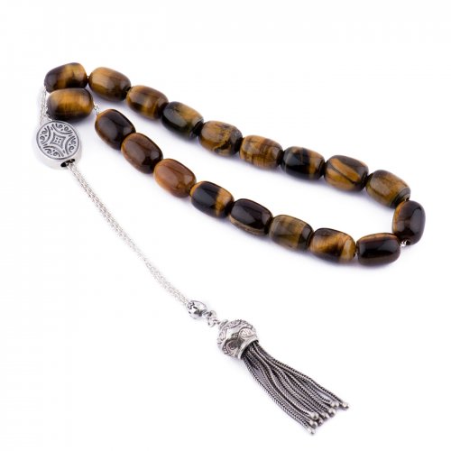 Sterling silver kompolois with tigers eye  beads.