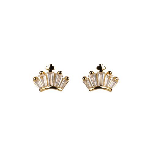 Yellow gold plated sterling silver crown earings.