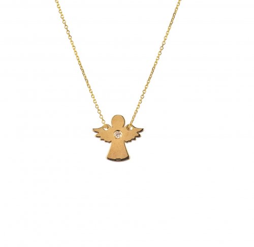 Yellow gold plated sterling silver necklace with Angel charm.