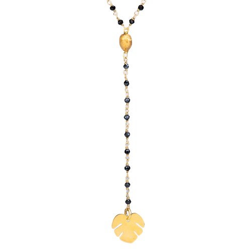 Yellow gold plated necklace with spinel beads