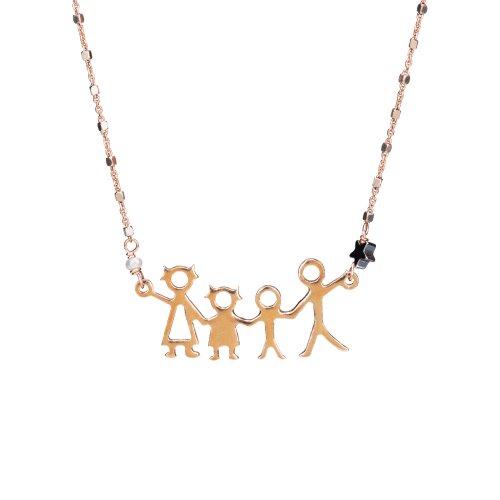 Rose gold plated sterling silver necklace with family charm.