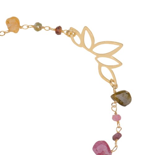 Yellow gold plated sterling silver bracelet with tourmaline beads.