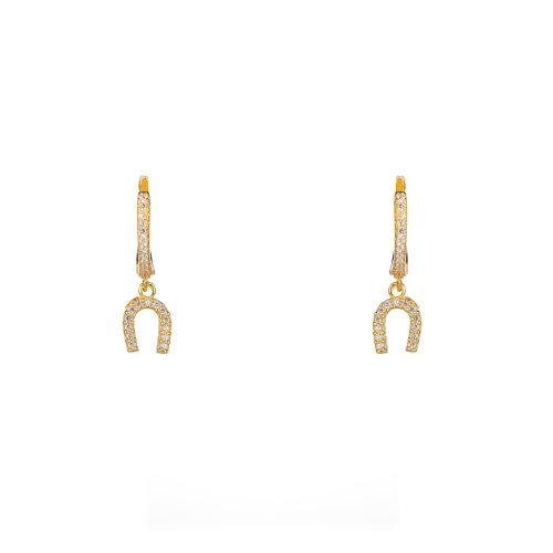 Yellow gold plated sterling silver earrings with white cubic zirconia.
